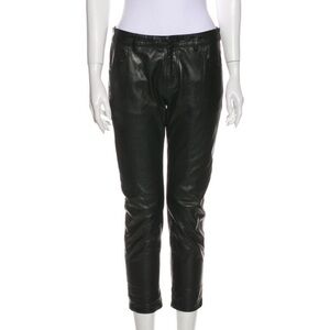 Michelle Mason Leather low rise black capri